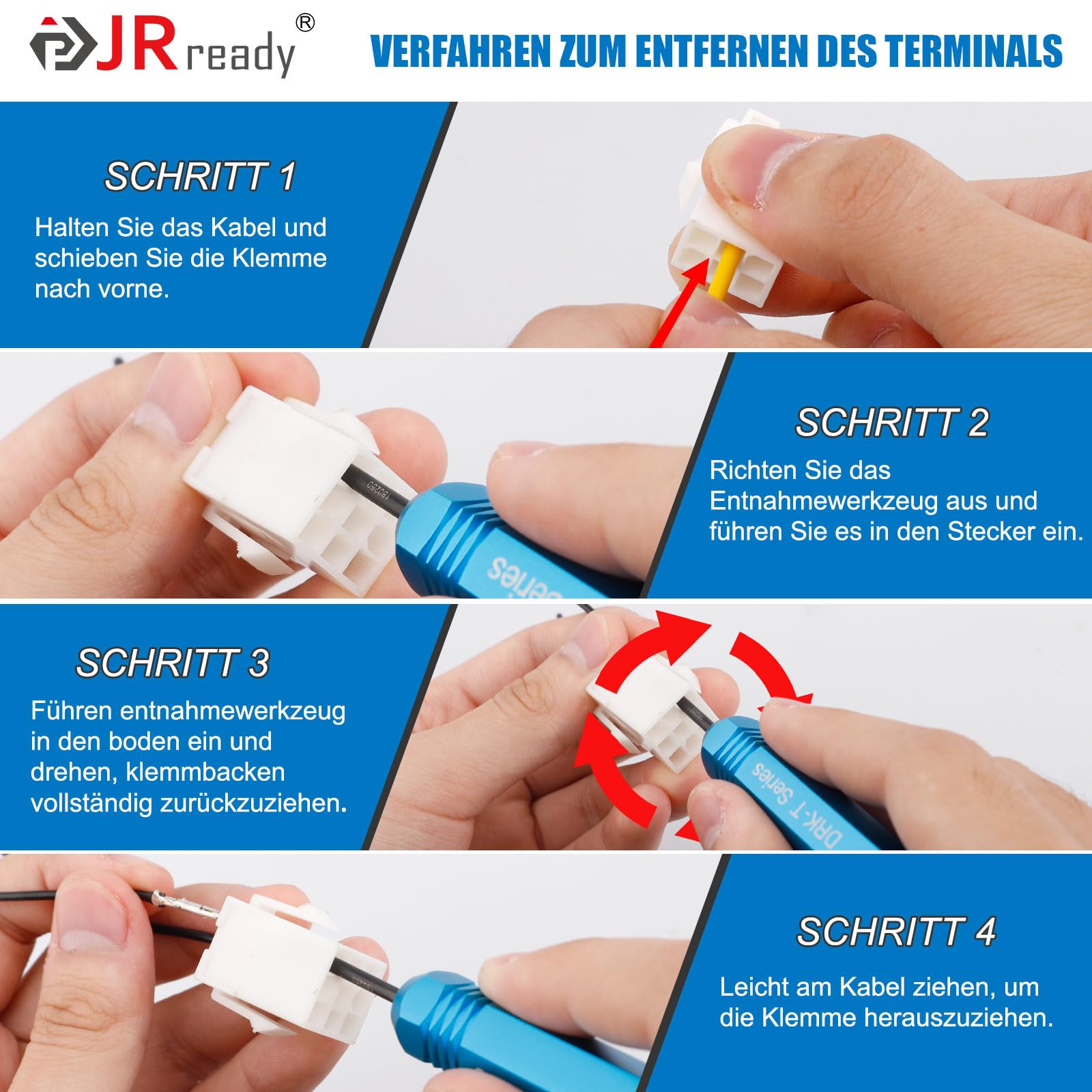 JRready ST5228 Kit di Attrezzi per Estrattori per Autoveicoli Set 5 Pezzi per Commerciale AMP .062', Standard Molex .062', .093' e 8980, Connettori Serie AMP MATE-N-LOK per Molex 3.68 Terminali Serie
