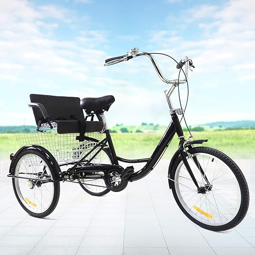 20 Inch Tricycle for Adults Adult Trike Bike Single Speed Cargo Trike