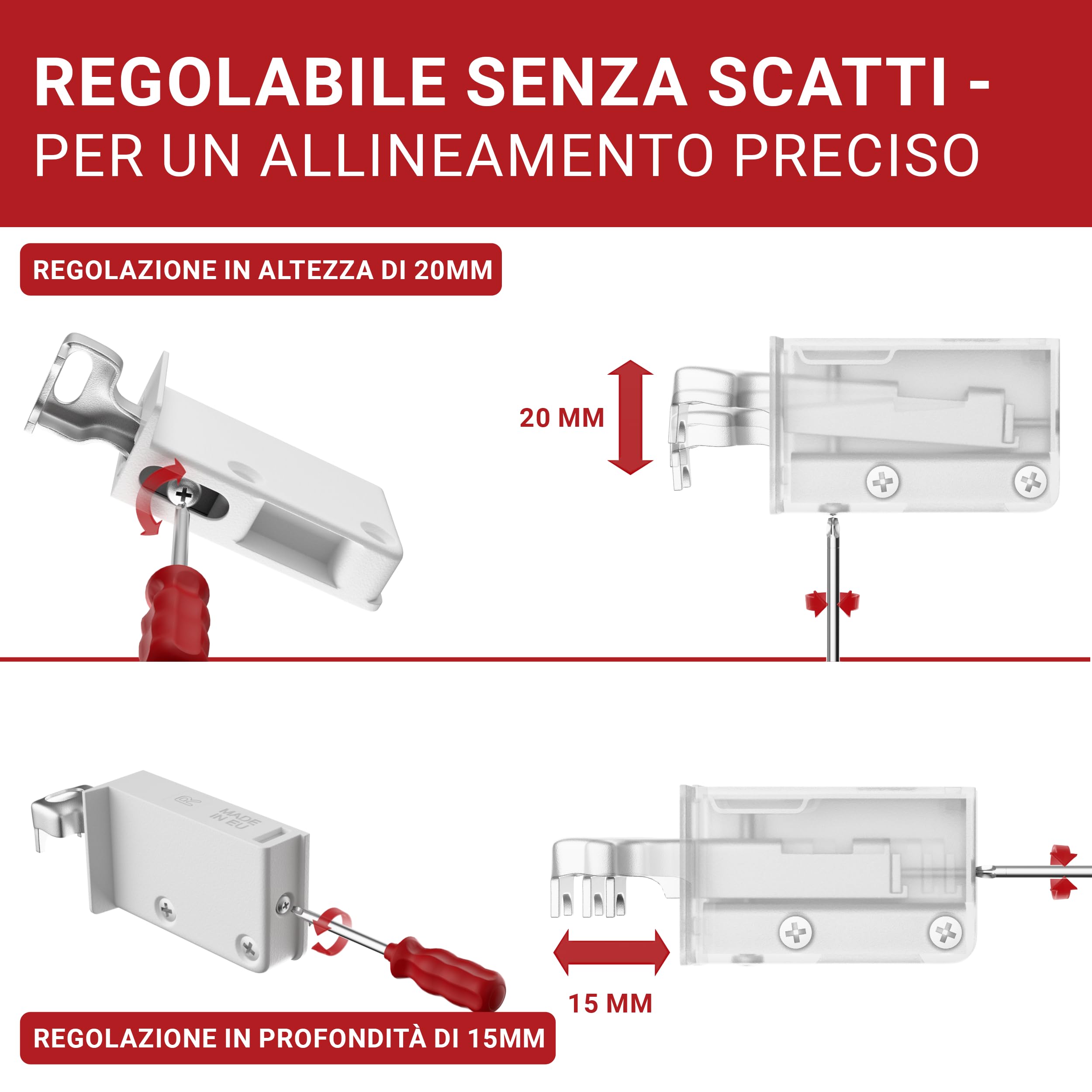 LouMaxx Set di ganci per armadio da cucina e pensili da cucina, con portata di 60 kg, con sistema di scaffali, guide da parete e materiale di montaggio – Made in EU