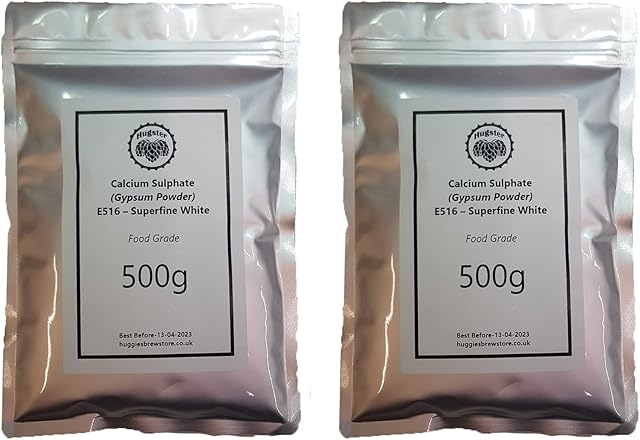 Gypsum Powder Food Grade - 1kg - (Calcium Sulphate) for Homebrewing - Mushroom Growth - Hugsters (1000)