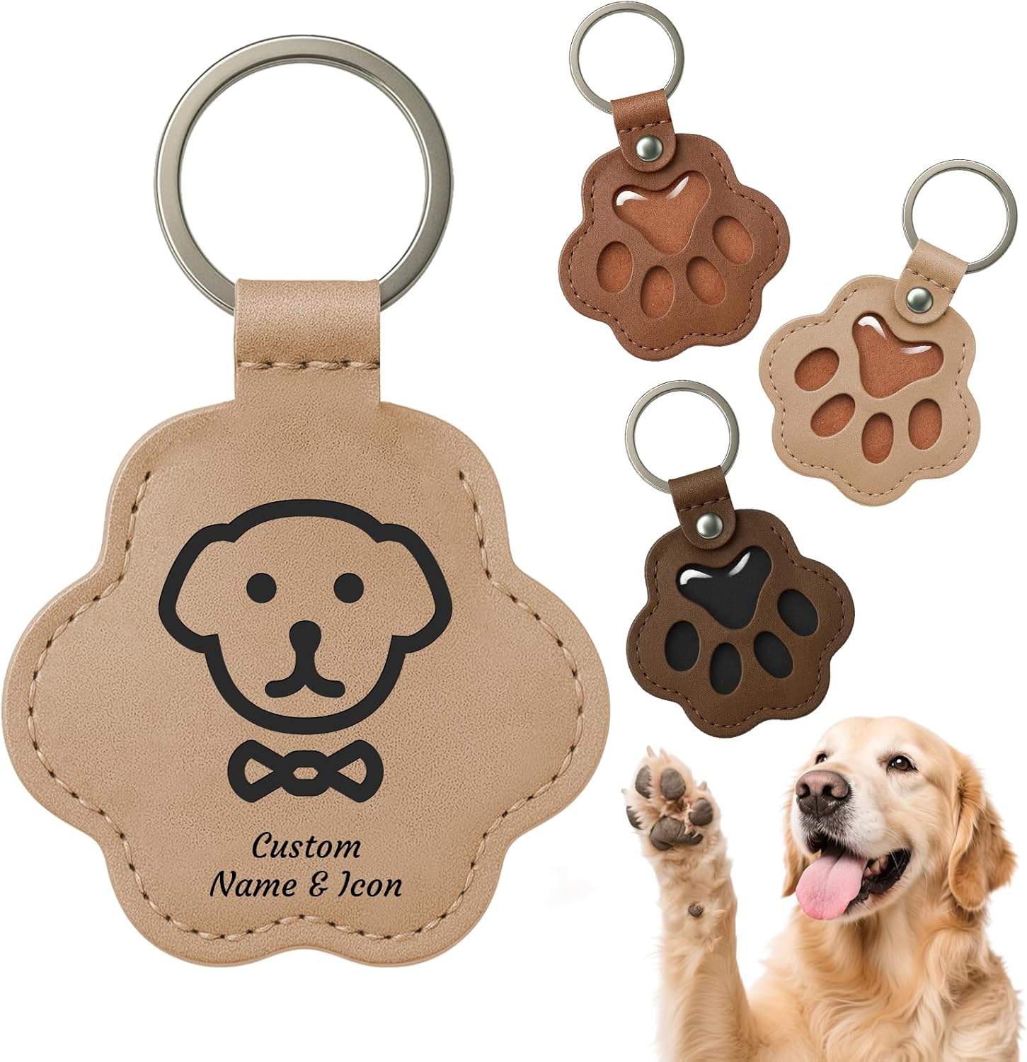 Personalized Pet Memorial Gifts for Dogs - Custom Name Paw-Shaped Leather Keychain, Refillable Keepsake for Bag or Key