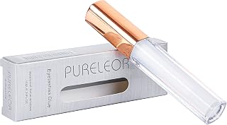 PURELEOR Eyelash Glue Strong Hold Latex Free Lash Glue for Sensitive Eyes Waterproof Lash Adhesive for Strip Lashes Brush On Clear 10ml 0.35oz