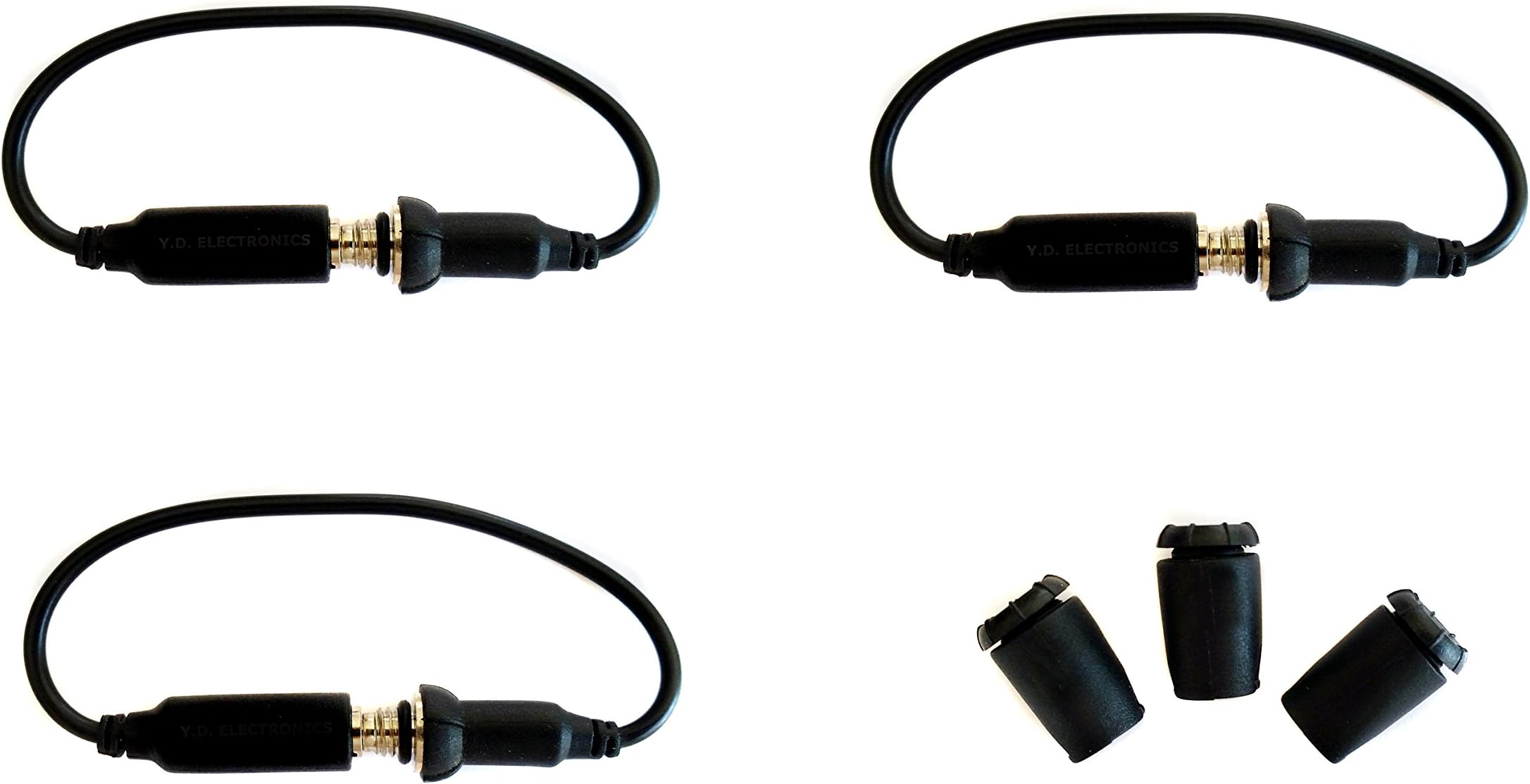 YD ELECTRONICS Headphone Adapter with Black Jack Cover and Keeper for iPhone 4/4S Lifeproof Cases - Set of 3