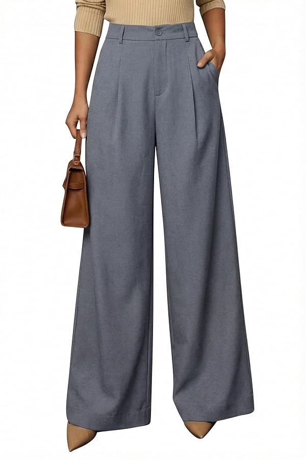 Arach&Cloz Womens Linen Lightweight Work Pants High Waisted Loose Slacks Business Casual Outfits Office Dressy Trousers with Pockets Petite Dress Pants Grey 2026 XL by Arach&Cloz - Used condition - Image 5