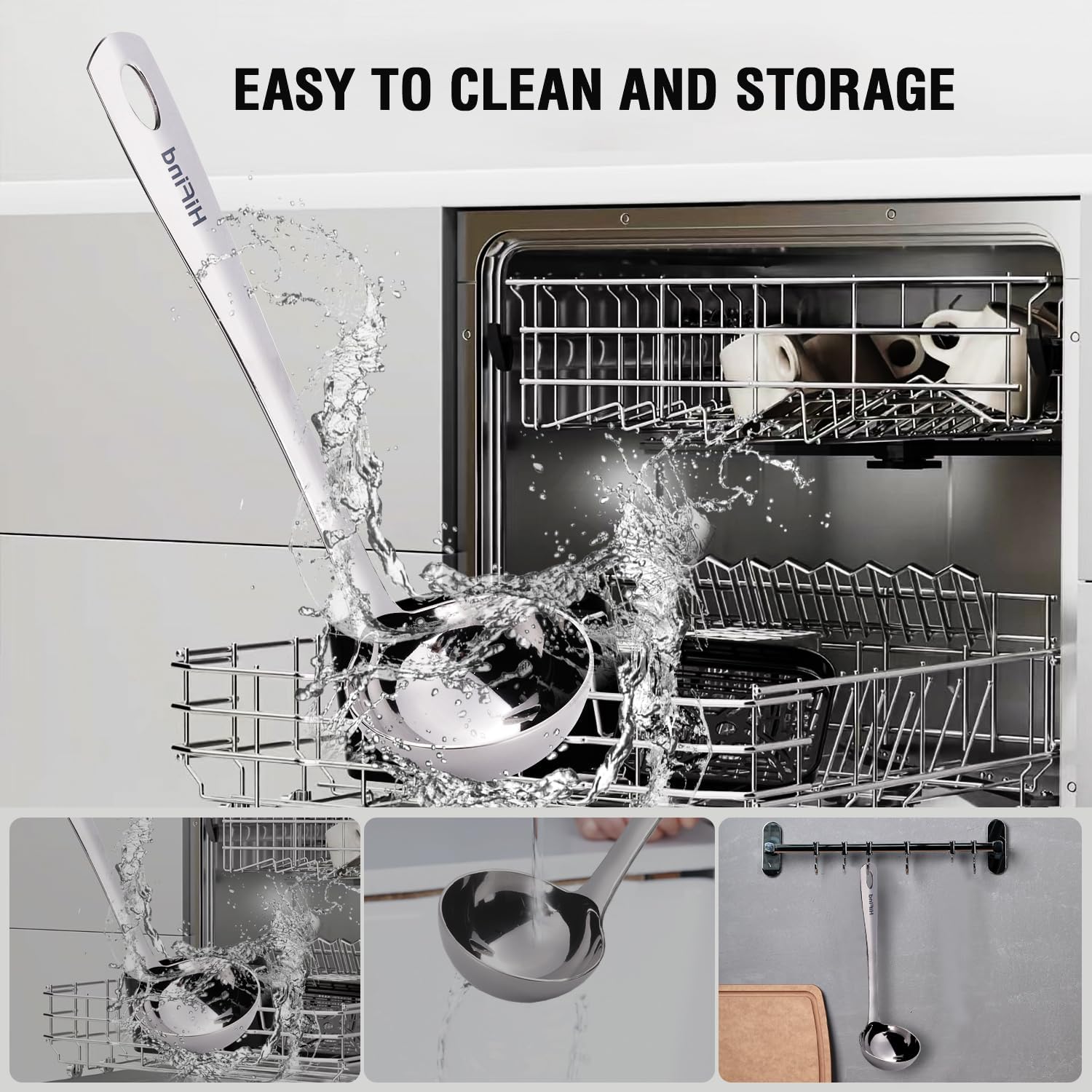 HIFIND Large Ladle Spoon 10.6 Inches Stainless Steel, Heavy Duty Mirror Polished Cooking Utensil, Dishwasher Safe, Kitchen Serving Tool, Rust-Resistant Metal Unique Soup Spoon