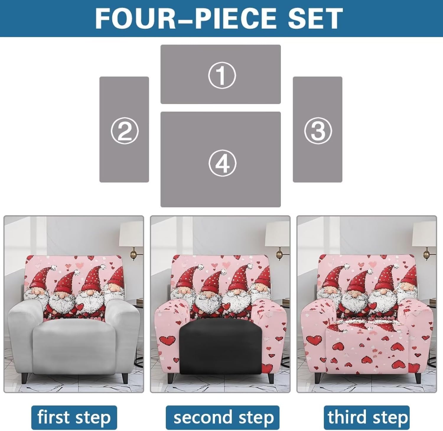 Recliner Chair Covers Soft Stretch Polyester Fabric for Large Recliners Soft Breathable Recliners Couch Cover Skin-Friendly Furniture Protector Washable, Goblin