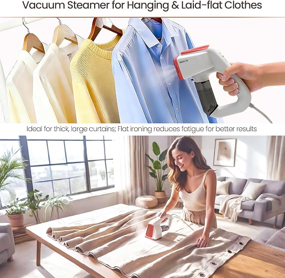 Handheld Vacuum Steamer for Clothes, Portable Garment Steamer for Daily Use