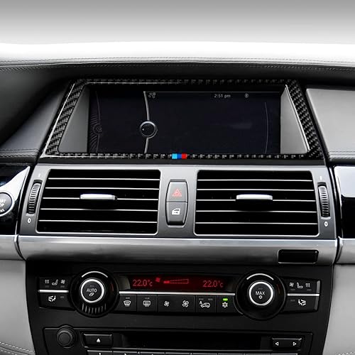 Miniatura 7 de Coche pantalla monitor marco etiqueta de fibra de carbono ajuste adhesivo para BMW X5 E70 X6 E71 2007 2008 2009 2010 2011 2012 2013 2014 Accesorios