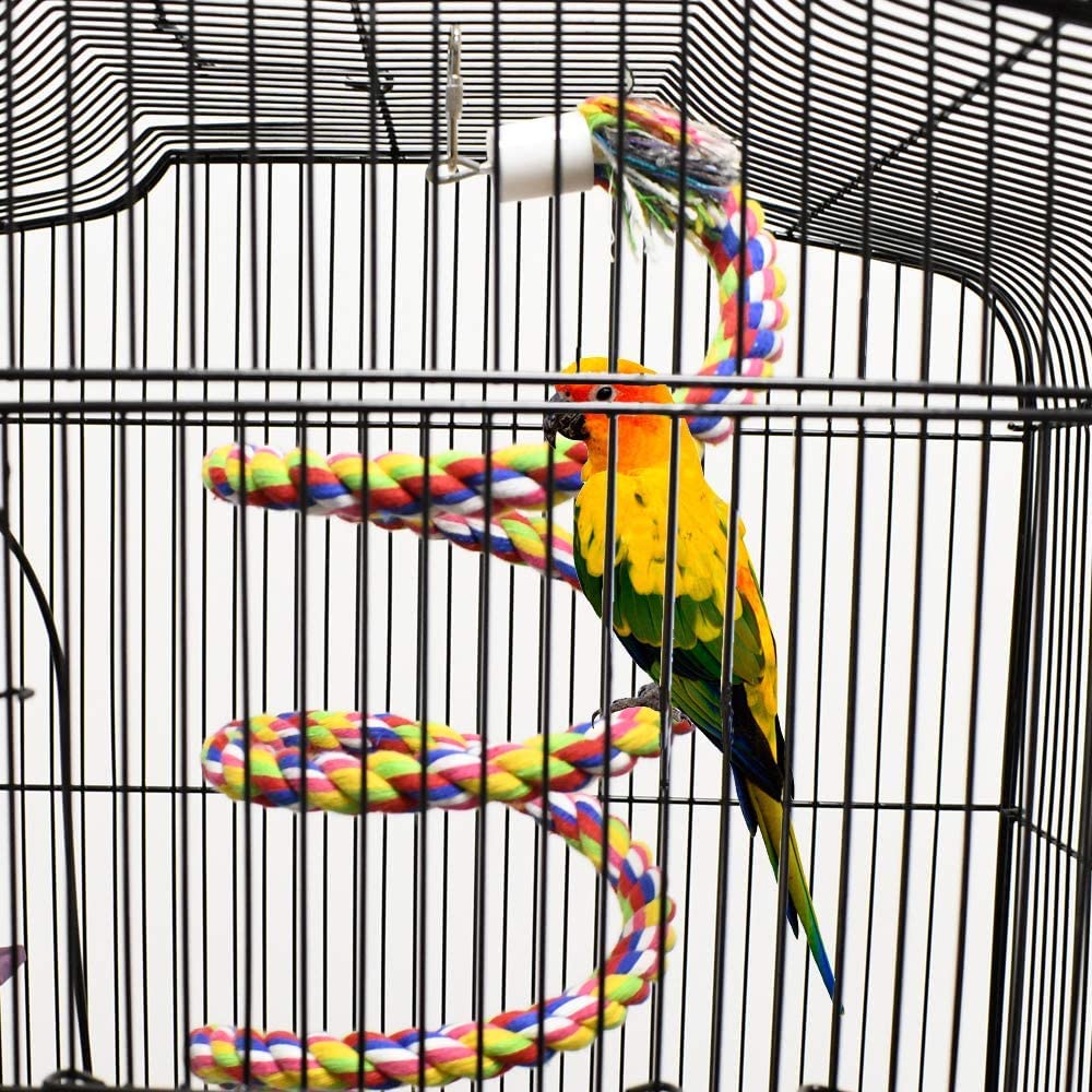 ASOCEA Uccello della corda Bungee giocattolo con campana cotone pappagallo spirale Swing arrampiCata gabbia in piedi posatoio per uccelli pappagallini cocorite
