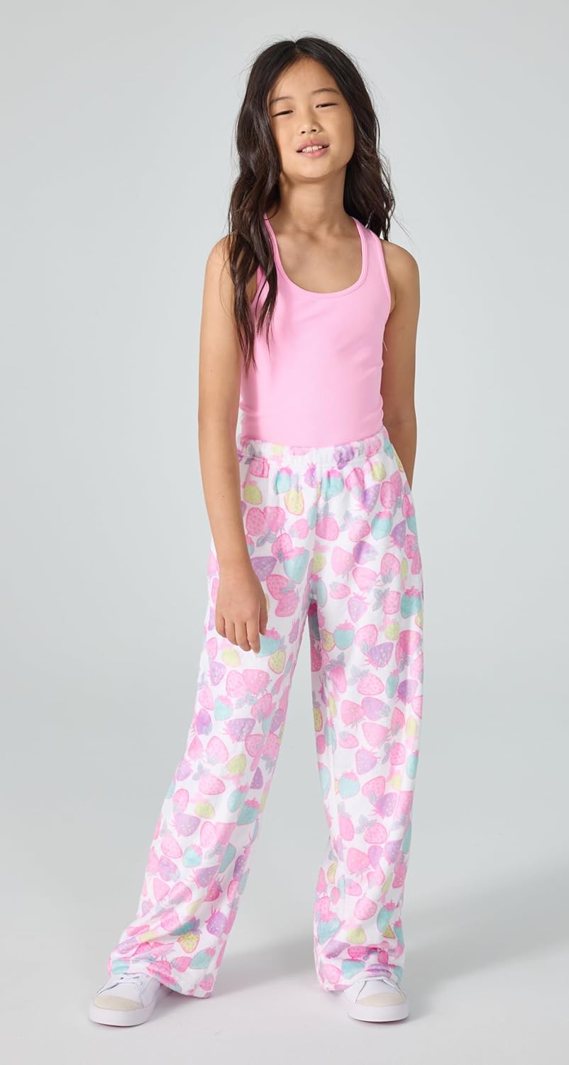 iscream Big Girls Silky Soft Pretty Print Plush Fleece Pants - Pastel Dreams Collection - Image 2