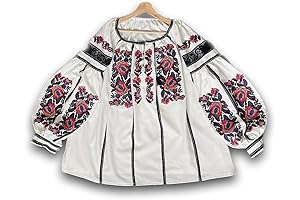 Stunning Ukrainian Vyshyvanka Blouse: A Symphony of Floral Embroidery on Cotton Canvass