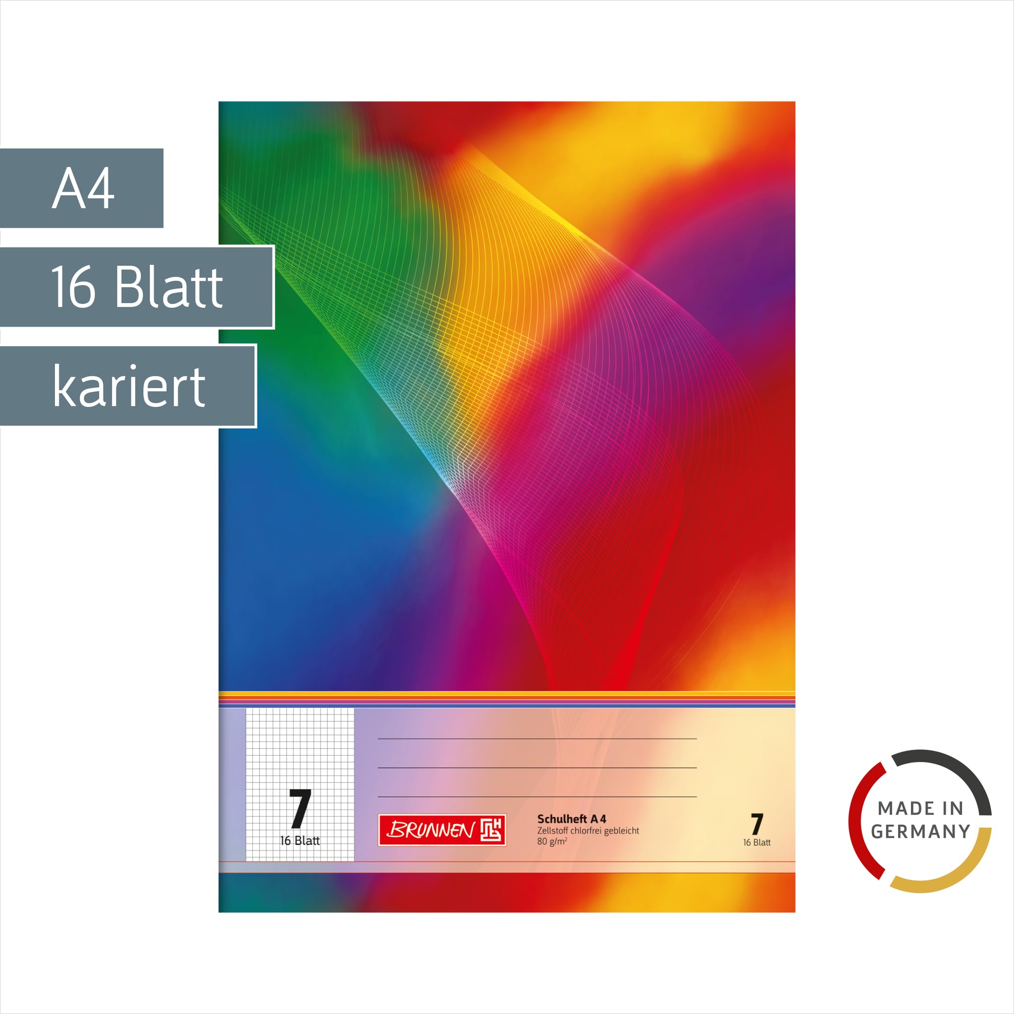 BRUNNEN Quaderno scolastico A4 rigatura 7 16 fogli multicolore