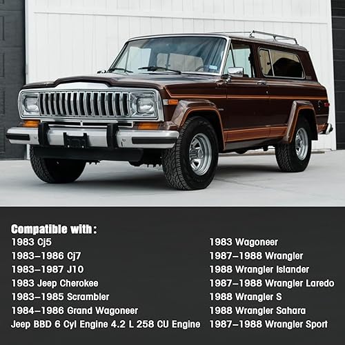Miniatura 3 de Carbohidratos de 2 barriles de alto rendimiento para Jeep BBD 6 CYL 4.2L 258CU con estrangulador automático. Perfecto para CJ7, CJ5 y Wagoneer. Kit