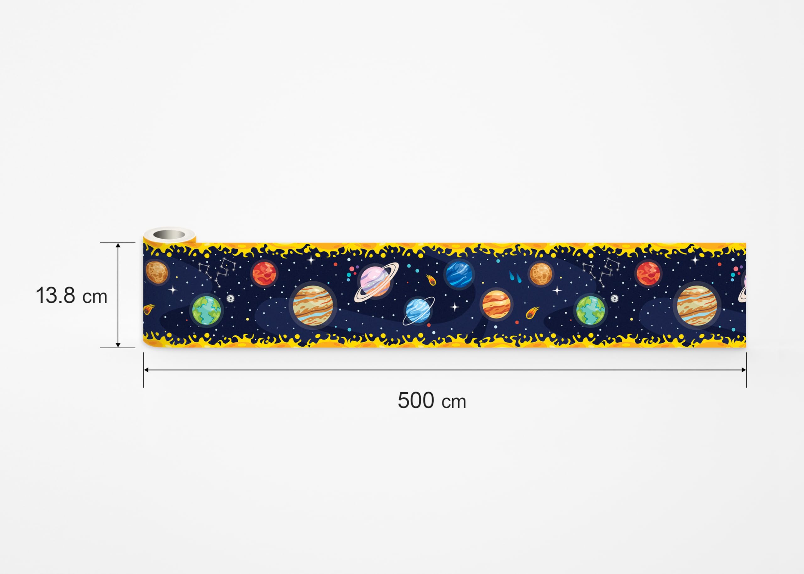 AG Design Selbstklebende Bordüre Kosmische Parade, AWBD 8258 | Wasserfest Kinderzimmer Wand Aufkleber Dekoration | Wandbordüre für Mädchen und Junge | Folie, Mehrfarbig | Breite 500 cm x Höhe 13.8 cm