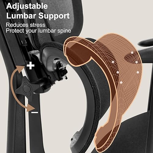 Miniatura 4 de Silla ergonómica de oficina con respaldo alto, sillas de malla ejecutiva con soporte lumbar ajustable, respaldo, reposacabezas cómoda silla de