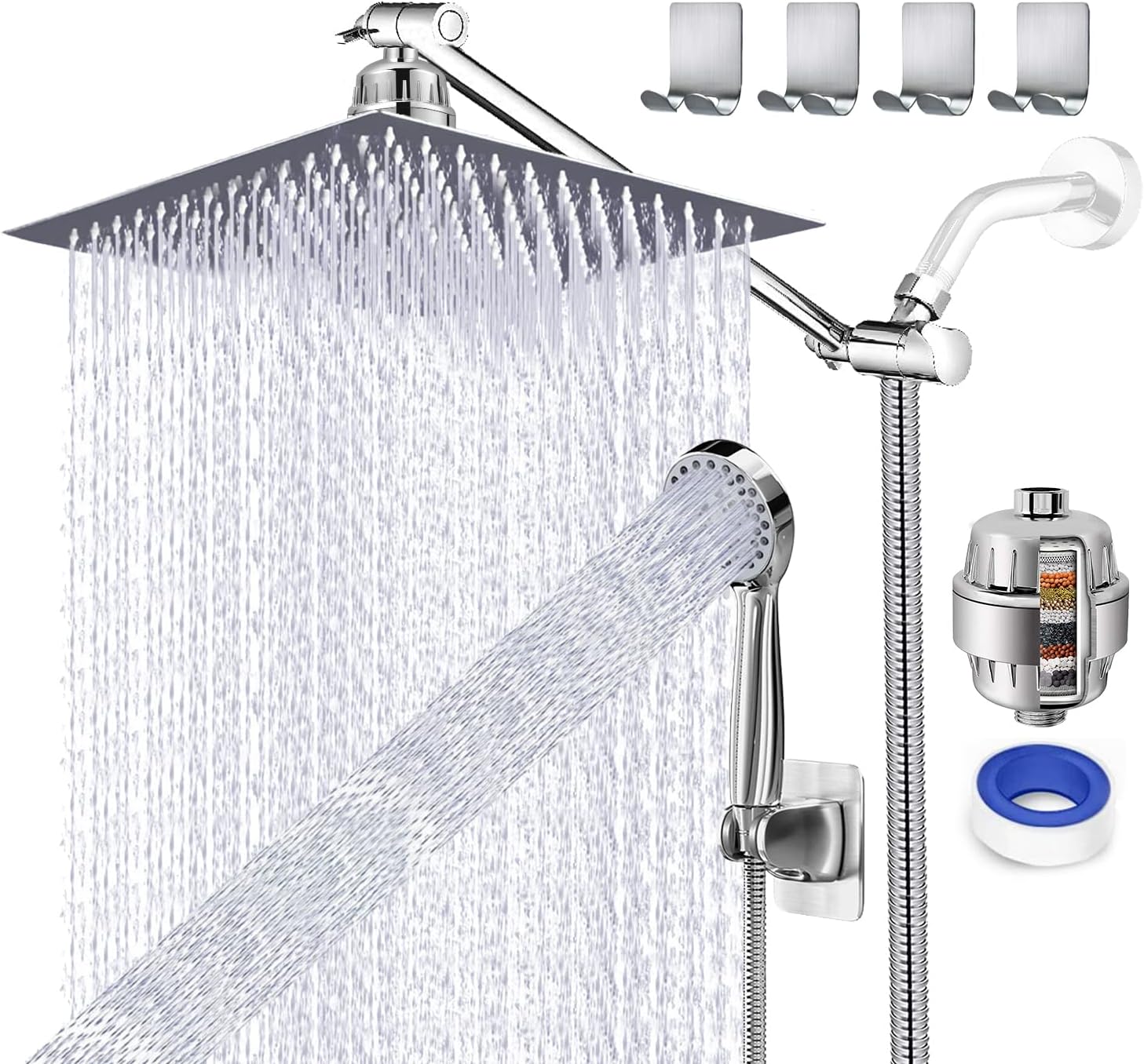 Dual Filtered Shower Head Showerhead with Handheld Sprayer 20 Stage