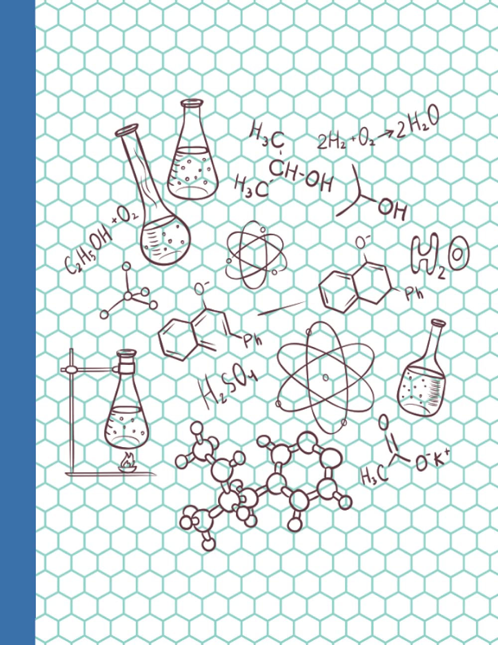 Organic Chemistry Hexagonal Graph Paper Notebook: 8.5 X 11 Blank Hex Ruled For Molecule Structure Diagram - 1/4 Inch Hexagon Grid Paper
