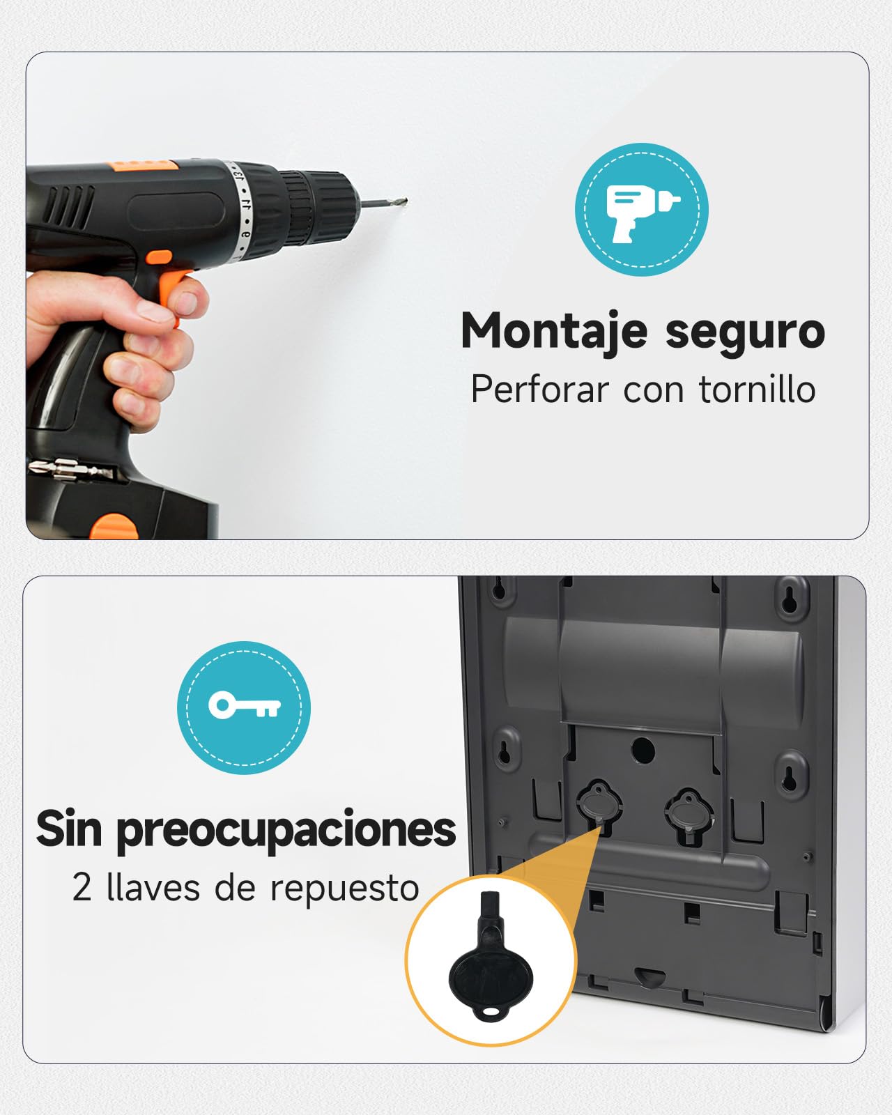 AIKE Dispensador Estándar De Toallas De Papel, 400-Hojas De Pared para Toallas H2, Pliegue Z Y Multipliegue (Tamaño ≤25,2 * 9cm), AK5302