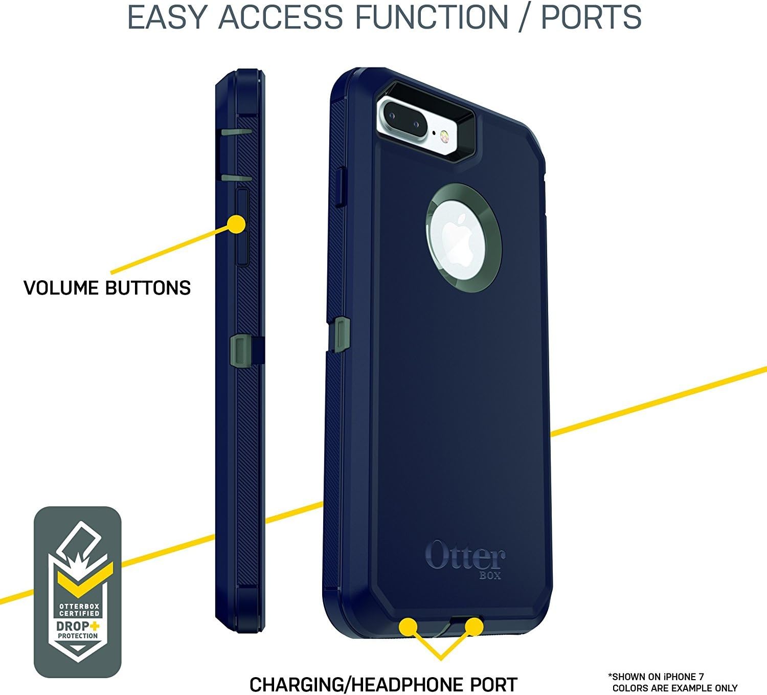 OtterBox Defender Screenless Series Case for iPhone 7 Plus (ONLY) Case Only - Non-Retail Packaging - Bespoke Way (Blazer Blue/Stormy SEAS Blue)