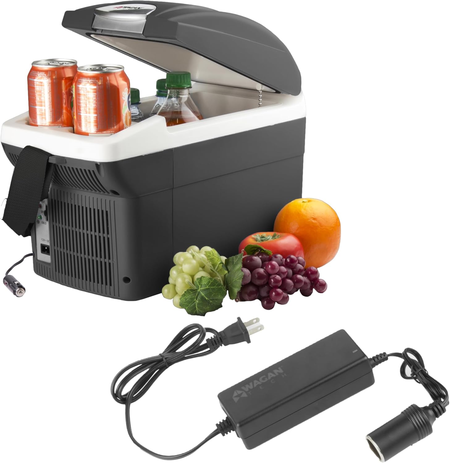 Wagan Electric Cooler & Warme 6 Quart car 12V DC Portable Thermoelectric Fridge 110V AC Home Power Cord & 12V Car Adapter for Camping, Travel, Road Trip and Gift