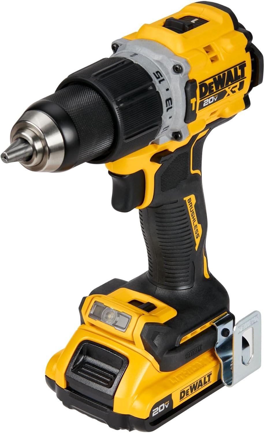 DEWALT 20V MAX* XR® Brushless Cordless 1/2 in. Hammer Drill/Driver Kit (DCD805D2), Yellow