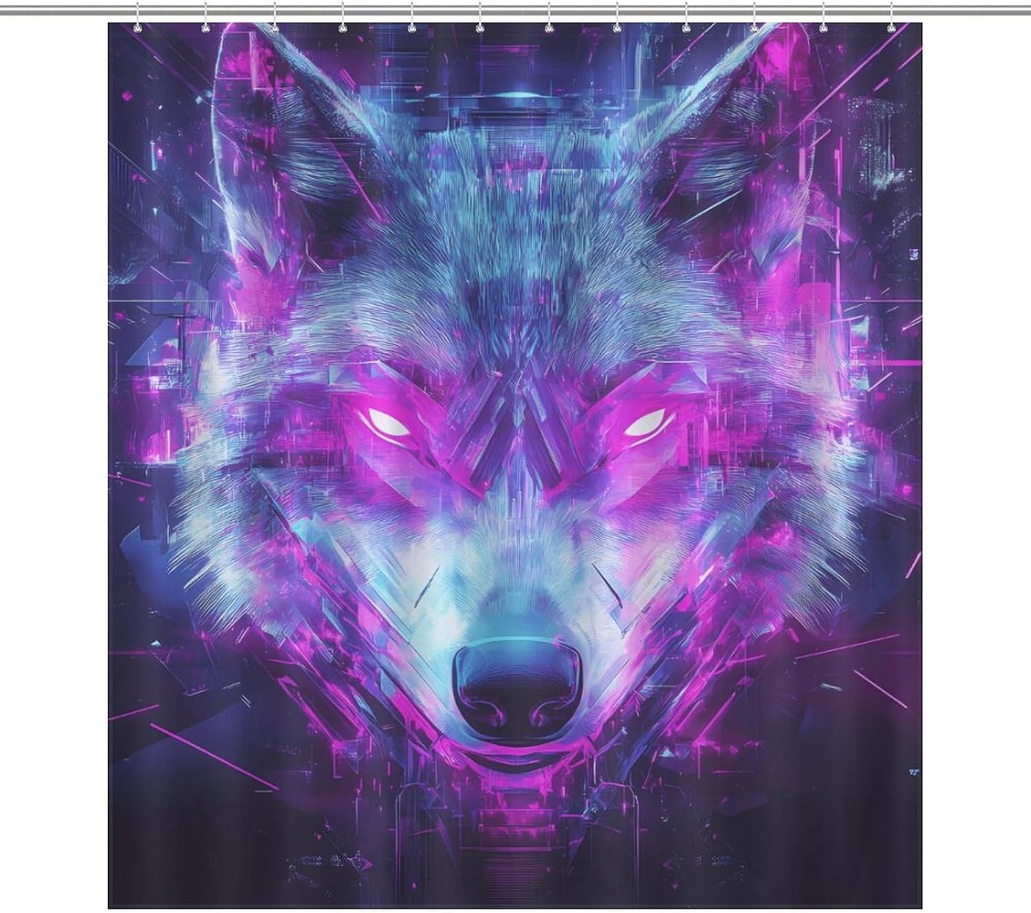 Wolf Digital Technological Fabric Shower Curtain Liner Bath Bathroom | machine washable,with 12 hooks,stainless steel grommets,room divider