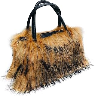 WOVOIE Women's Shoulder Handbags Faux Fur Tote Bag Fluffy Satchel Handbags for Women, Mom, Friend, Bridesmaids
