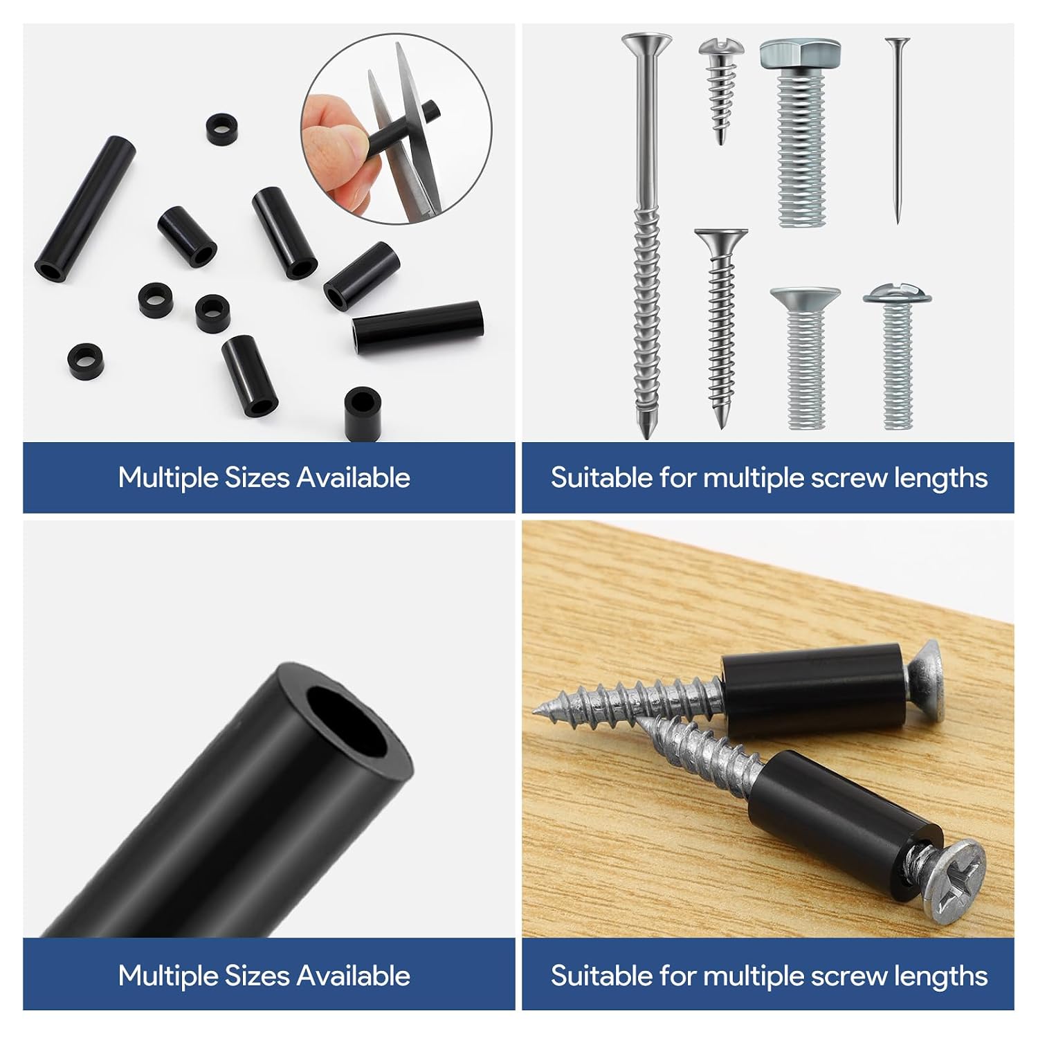 250PCS Black Nylon Round Spacer Assortment Kit ID 3MM OD 7MM, KWOKWEI Outlet Screw spacers 3mm to 35mm in Length, Plastic Spacers Without Threaded for M3 Screws
