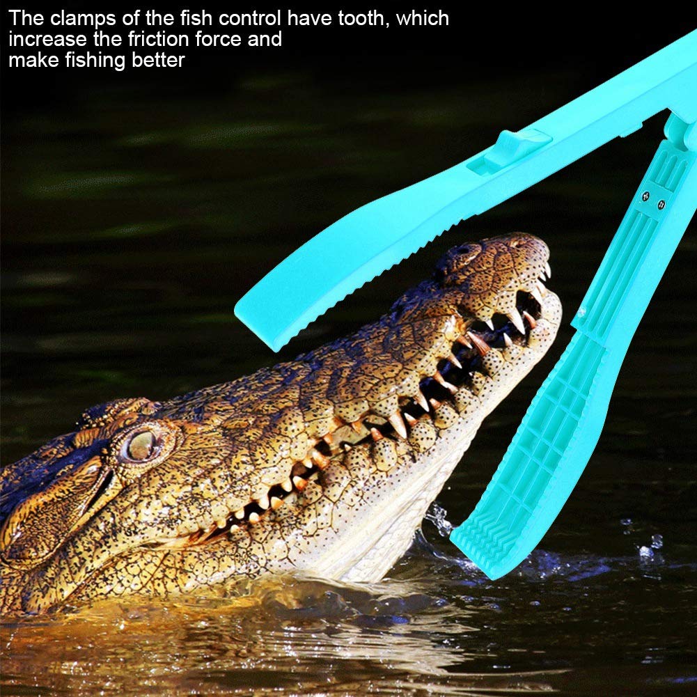 Pilipane Plastic Fishing Lip Holder with Lock Switch Design Easy to Use Fish Grabber for Saltwater and Freshwater Quick Release, One Hand, Anti Slip Handle Black (Blue)