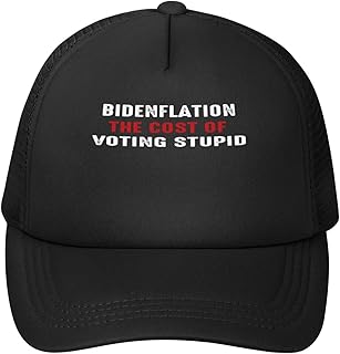Haebfsl Funny Biden Caps Bidenflation The Cost of Voting Stupid Mesh Trucker Hat for Men - Low Profile Baseball Cap,Black