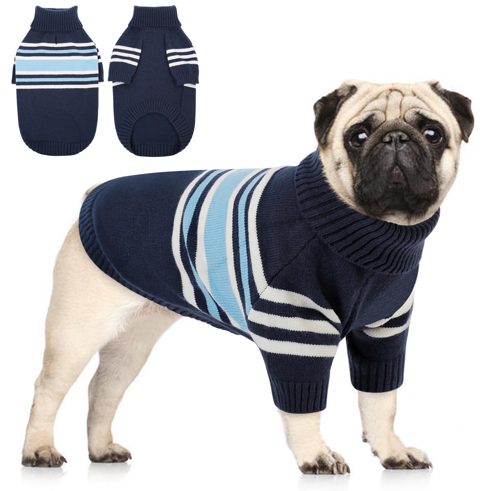 Queenmore Striped Knit Sweater in Navy Blue
