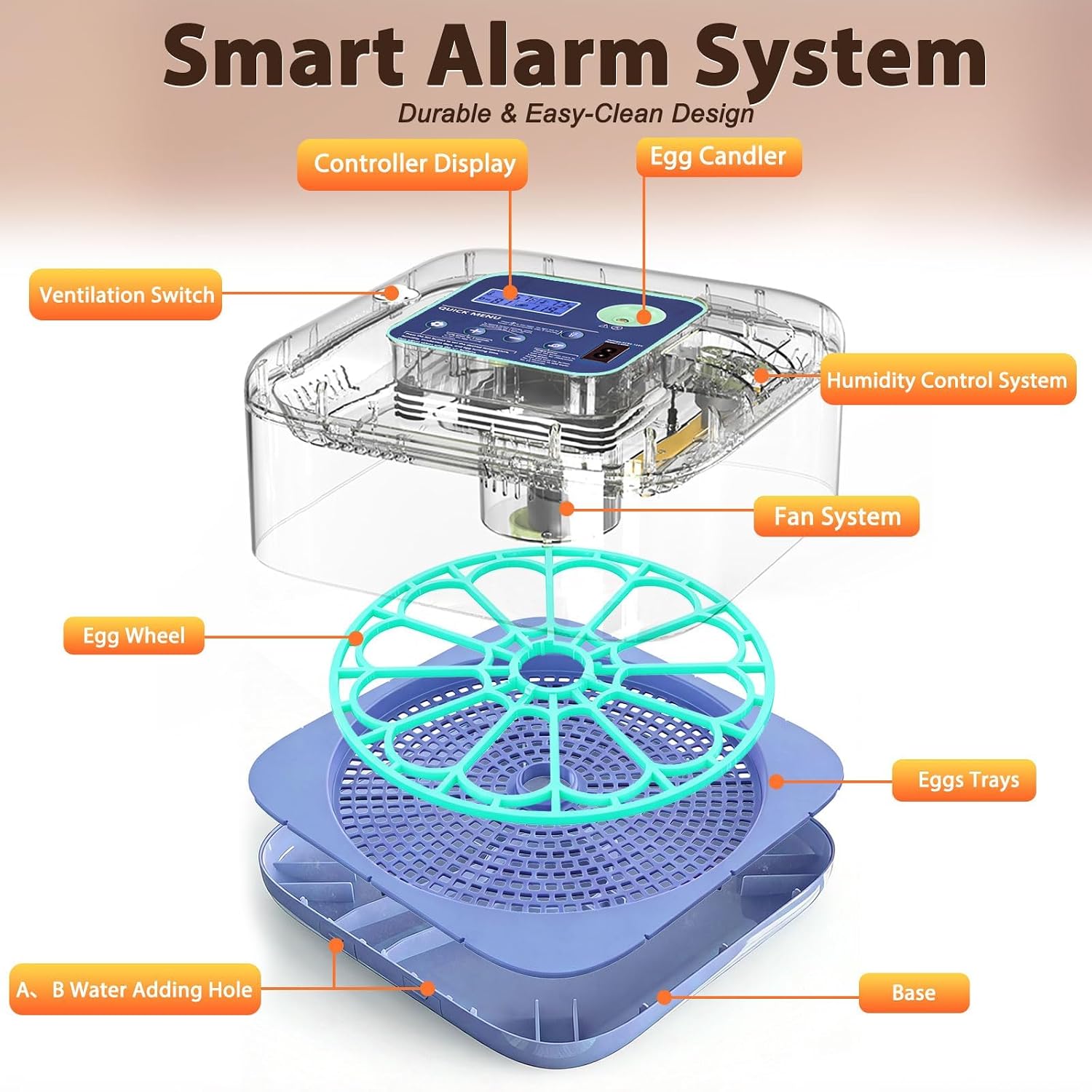 Incubators for Hatching Eggs, Smart Egg Incubator with Humidity & Temp Control and Auto Turner, 360° View Incubadora De Huevos De Gallina, Egg Candler, Incubator for Chicken Eggs, Ducks, Goose, Quail
