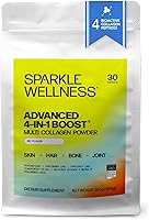 Vista 9 de Sparkle Wellness Advanced 4 in 1 Boost Polvo de colágeno múltiple clínicamente probado con VERISOL, FORTIBONE, FORTIGEL, TENDORFORTE Acai