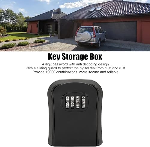 Miniatura 5 de Caja de bloqueo de llaves, organizador de llaves de seguridad de aleación de aluminio montado en la pared, impermeable, 4 dígitos, contraseña,