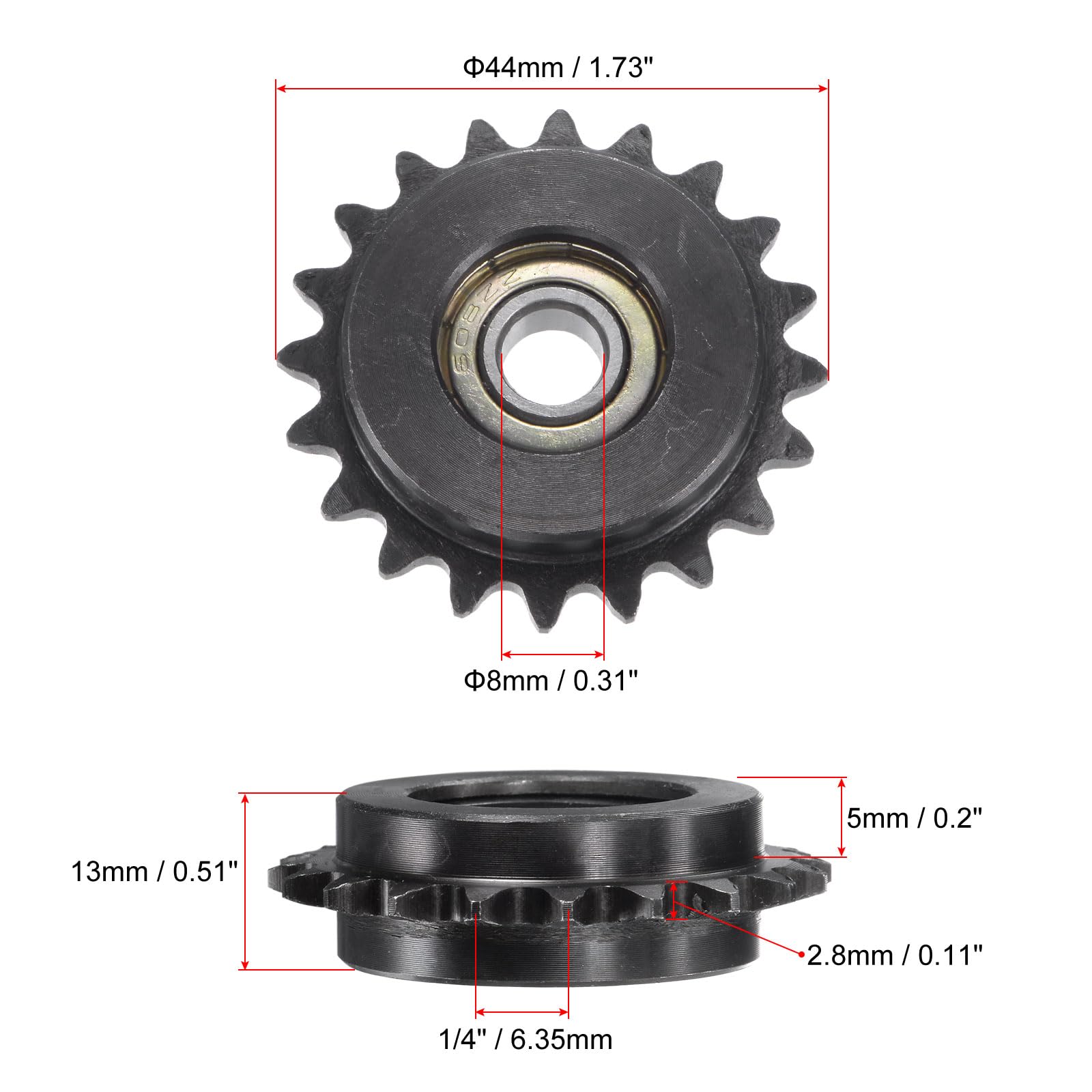 Sourcing Map 6Pcs #80 Chaîne Décalage Demi Lien Rouleau, 1" Pas Carbone