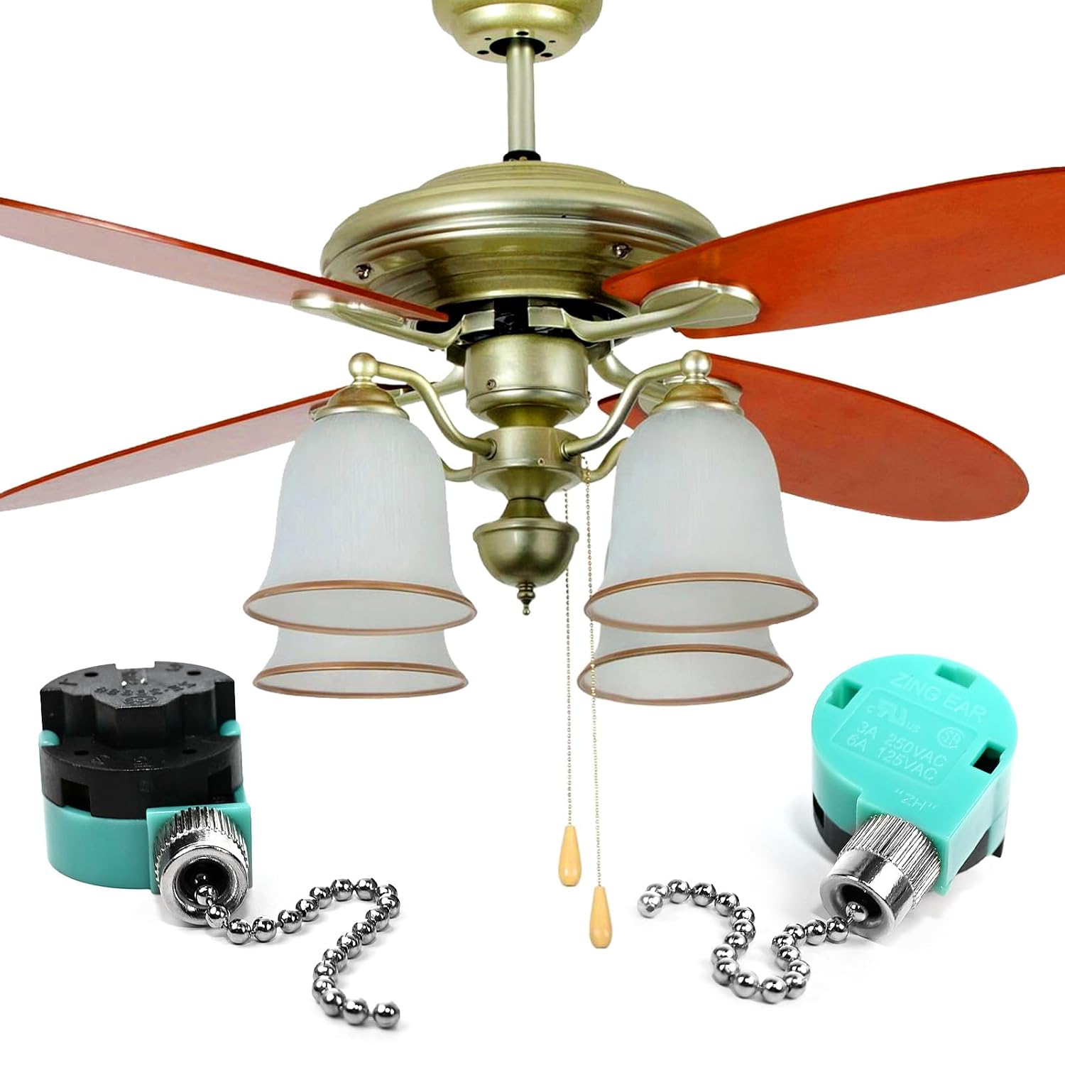 ZE-268S6 Ceiling Fan Switch, 2 Pc, 3-Speed 4-Wire, for Hunter