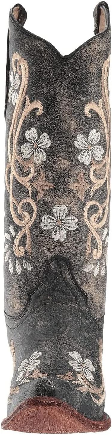 Corral Boots Women's Floral Embroidery Casual Fashion Leather Cowgirl Boots| Snip Toe, 2" Heel