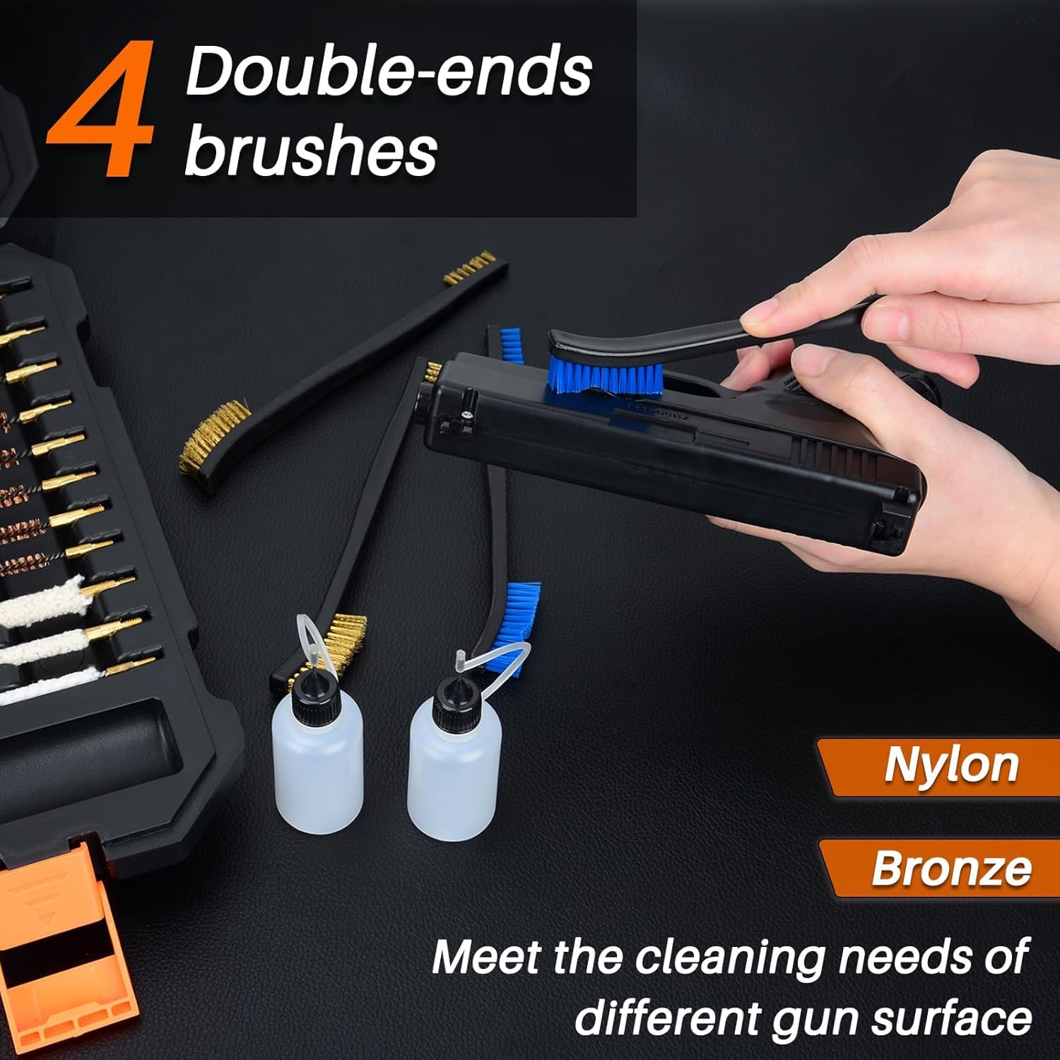 BOOSTEADY Pro Kit Pulitura Armi Universale, per Armi da Fuoco per Tutte le Armi con Spazzole in Ottone di Alta Qualità, Mop, Punte, Aste Rinforzate