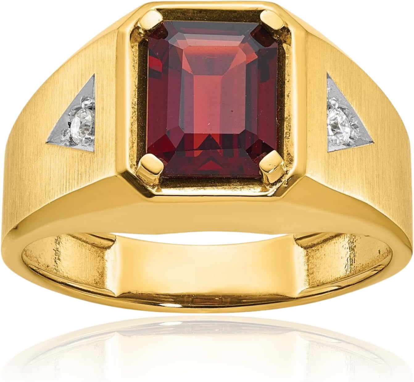 IceCarats 14K Solid Yellow Gold 2.65 carat Red Garnet Diamond Extra Wide Statement Fashion Ring 12.09mm Band Emerald Cut, Natural, Prong Set, Brushed