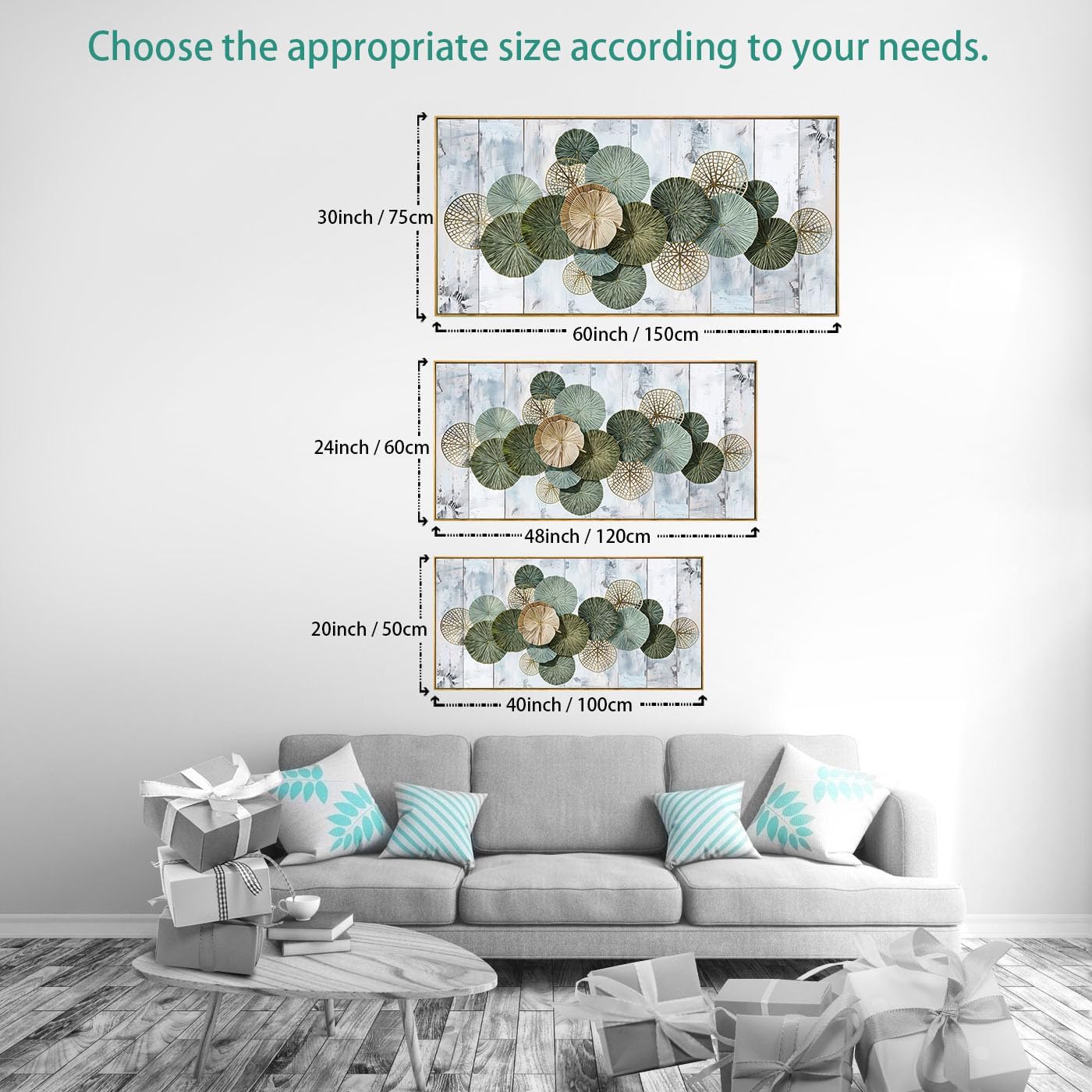 Wall Art Simple Wall Decor Green Canvas Painting Abstract Wall Art for Bedroom Living Room Dining Room Home Office Decor 30x60 with Framed