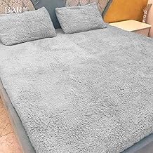 دفاية سرير فرو بتنين خددية و انين كيس مخده 240 سم بوليستر رمادي