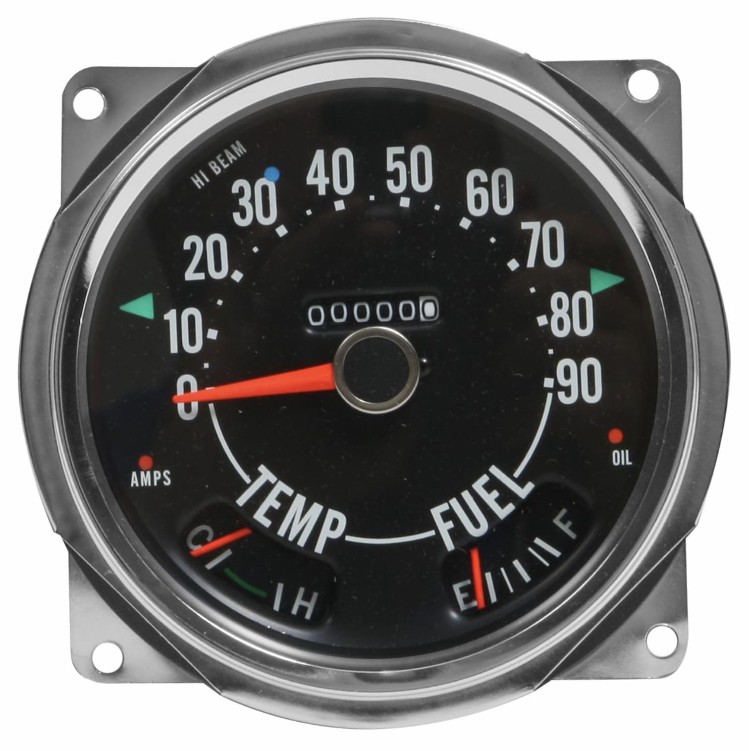 Jeep CJ 17206.04 Speedometer Cluster 0-90 MPH 1955-79 Jeep CJ3, CJ5, CJ6, CJ7 Odometer, Temp Gauge, Fuel Gauge OE Direct Fit, Prosport Performance
