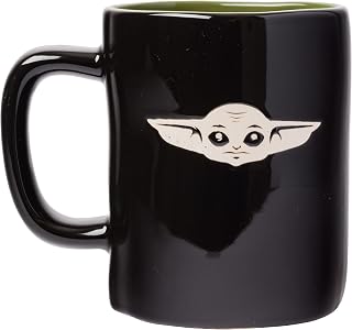 Silver Buffalo Star Wars Mandalorian The Child Wax Resist Ceramic Pottery Mug, 24.5 Ounces