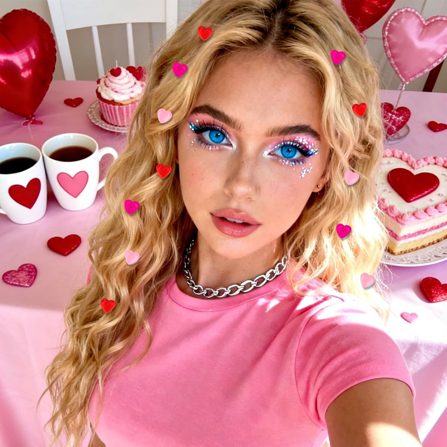 YISSION 30PCS Valentine's Day Mini Heart Hair Clips for Women & Girls, Romantic Pastel Pink/Hot Pink/Red Heart Hair Pins, Small Hair Accessories for Date, Daily Styling & Party - Image 5