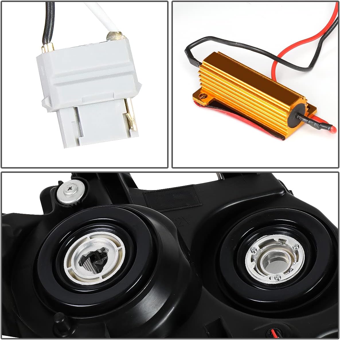 DNA MOTORING HL-LED-CSA07-BK-SM-AM Pair LED DRL+Turn Signal Projector Headlight Headlamps