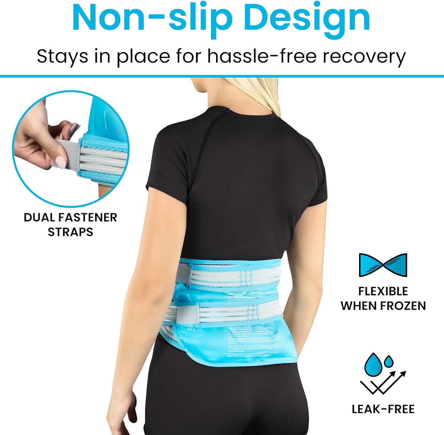 Arctic Flex Ice Pack for Back Pain Relief - Reusable Gel for Lower Back - Adjustable Compression Wrap for Hot & Cold Therapy - Freezable Soft Compress for Elbow, Shoulder, Stomach, Neck, Hip & Knee