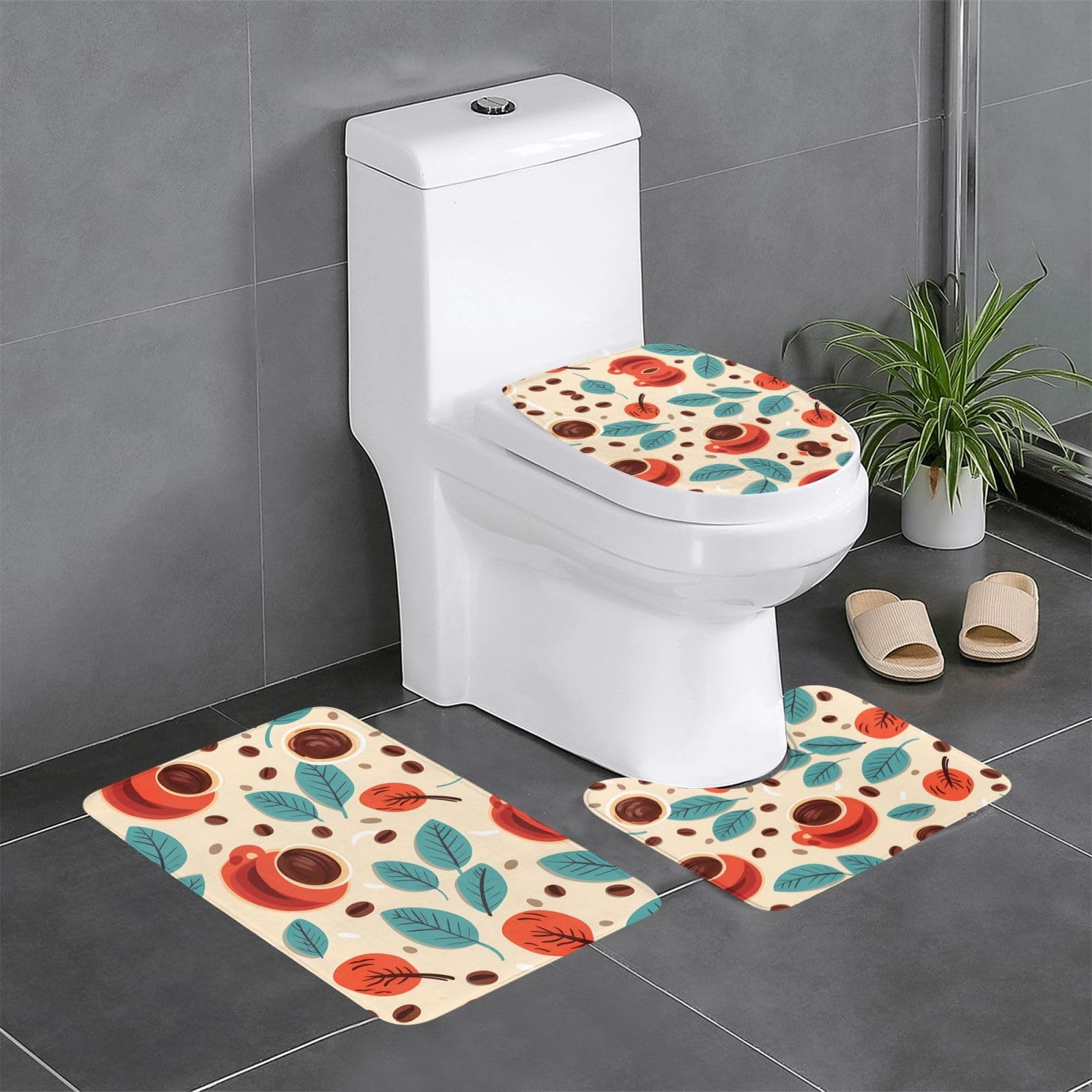Tapis de sol antidérapant lot de 3 lavable pour WC et meuble-lavabo