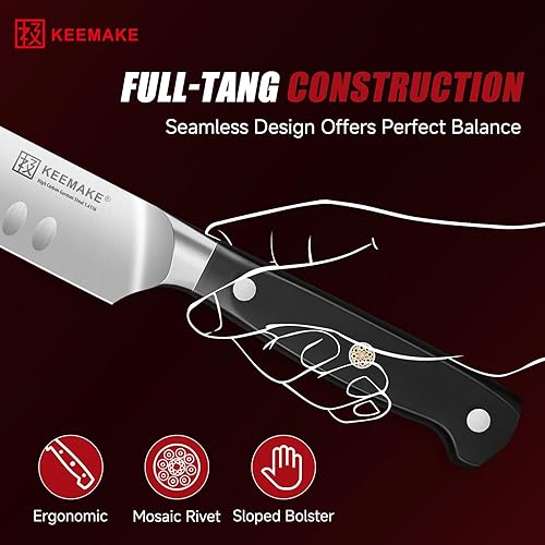 Vista 30 de KEEMAKE Juego de cuchillos para tallar barbacoa, cuchillo de carnicero de 10 pulgadas y cuchillo de afilar de 10 pulgadas para cortar carne, acero