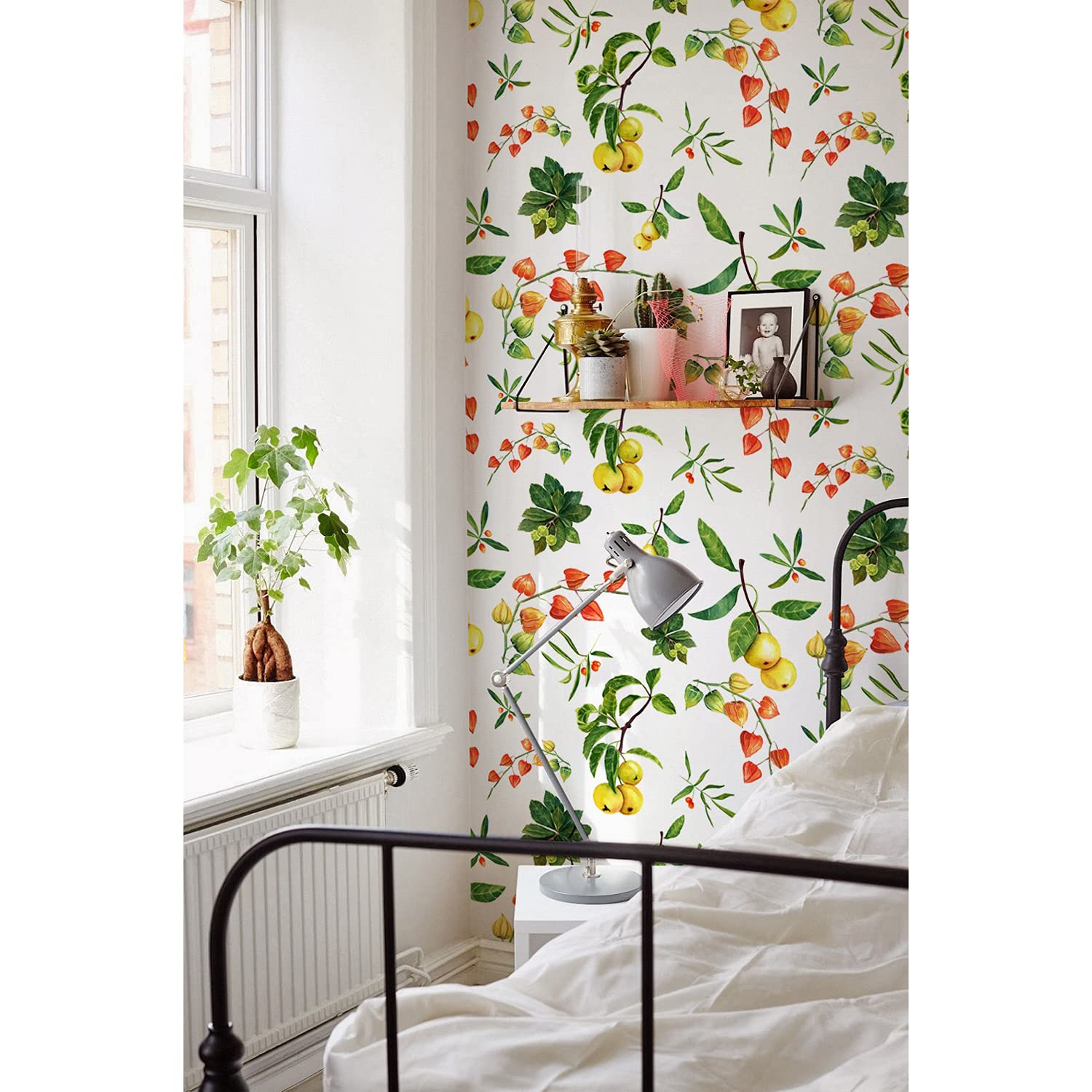 Papier peint meuble et mural lavable en latex Coloray 312x219cm avec motif floral et fruits jaunes