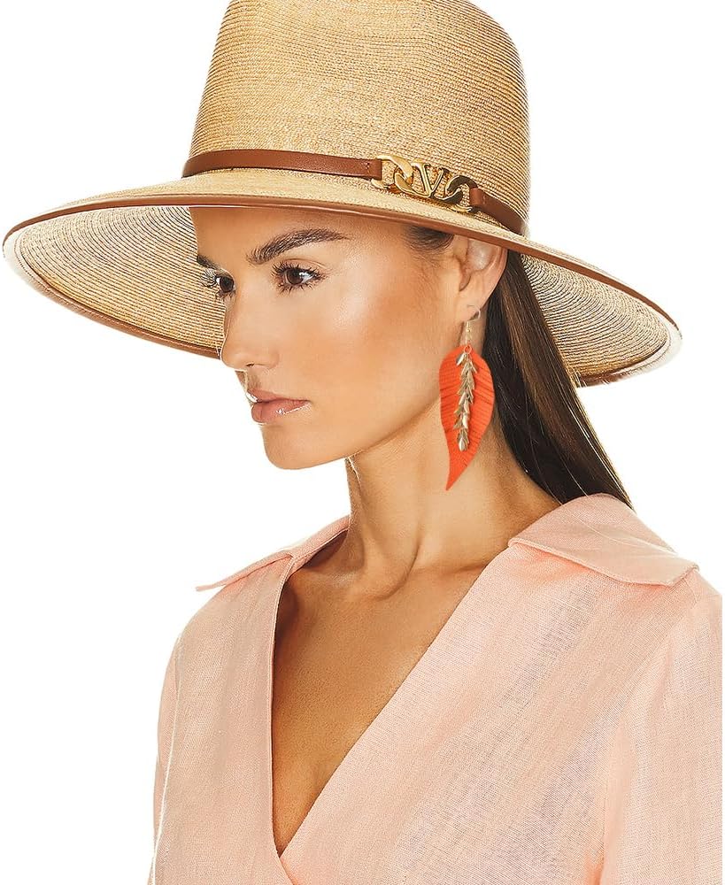 KINIVA Leather Dangle Earrings for Women Trendy, Lightweight Leaf Circle Lightning Earrings Drop, Jewelry Gifts for Women - Image 2